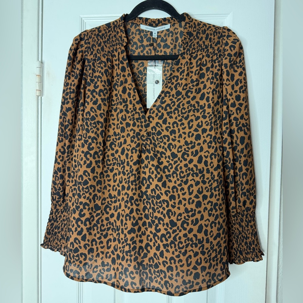 NWT Collective Concepts Leopard Blouse